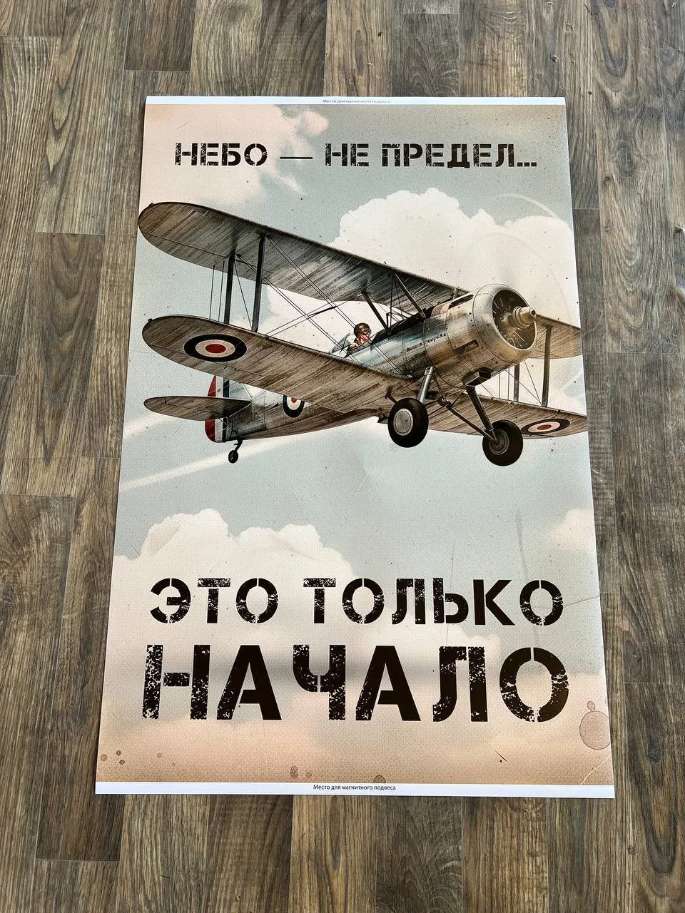 Постер «Небо — не предел, это только начало» с ретро-бипланом